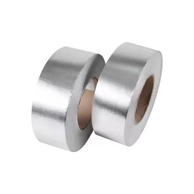 Cinta de tela de aluminio y vidrio ignífuga de grado comercial, adhesivo acrílico solvente para aislamiento